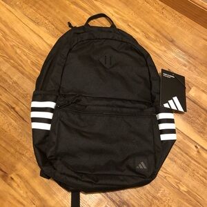 adidas Black Backpack with White Stripe Accents